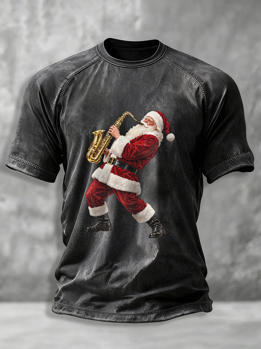 Men's Heavy Metal Rock Christmas Print T-shirt