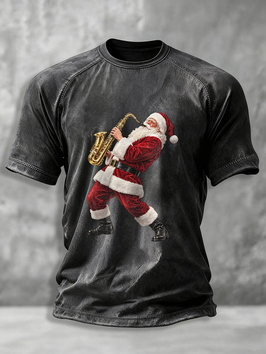 Men's Heavy Metal Rock Christmas Print T-shirt