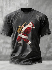 Men's Heavy Metal Rock Christmas Print T-shirt