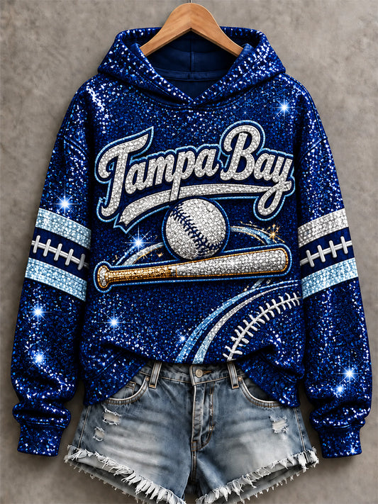 Women's Tampa Bay Baseball Lover Print Hoodie