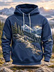 Men's Wilderness Trail Print Hike Lovers Casual Hoodie