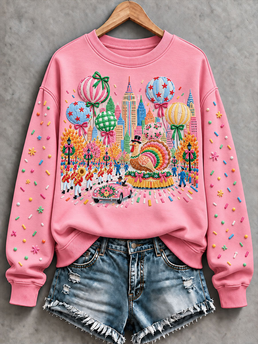 Women's Thanksgiving Day Parade Print Casual Sweatshirt