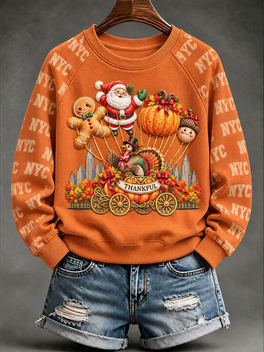 Women's Thanksgiving Day Parade Print Casual Sweatshirt