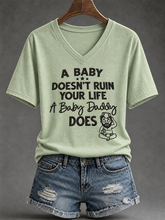 Women's Sassy & Sarcastic Funny Graphic Print V-Neck Tee