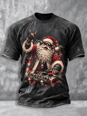 Men's Heavy Metal Rock Christmas Print T-shirt