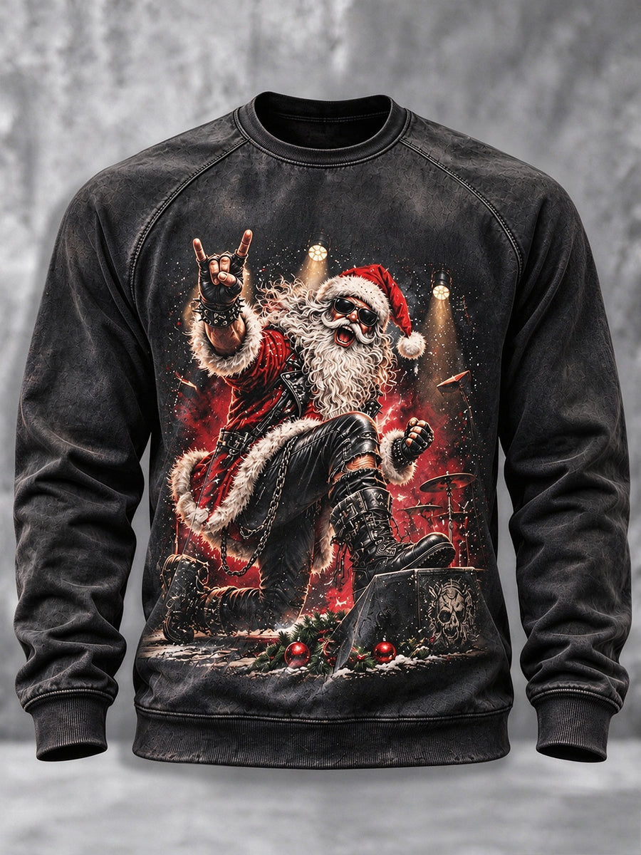 Men's Heavy Metal Rock Christmas Print Sweatshirt