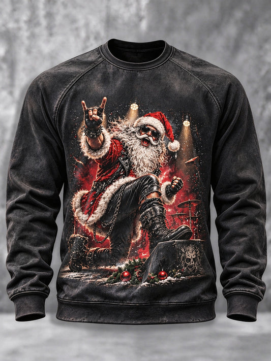 Men's Heavy Metal Rock Christmas Print Sweatshirt