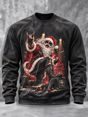 Men's Heavy Metal Rock Christmas Print Sweatshirt