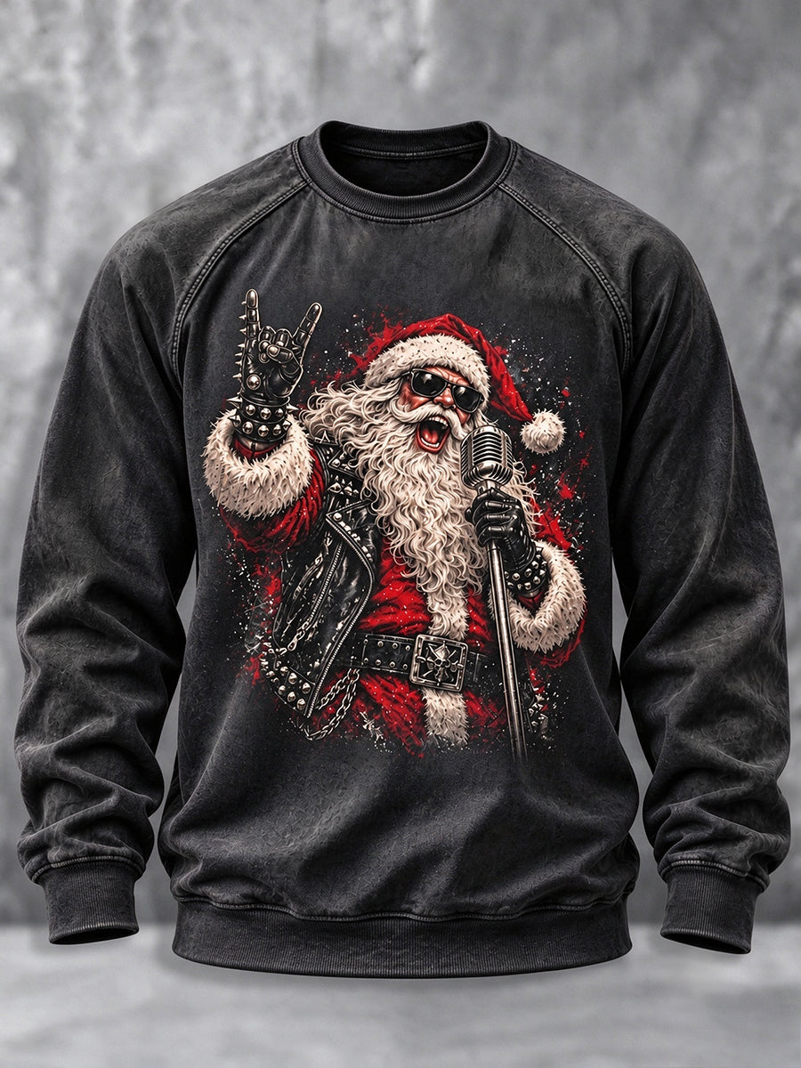 Men's Heavy Metal Rock Christmas Print Sweatshirt