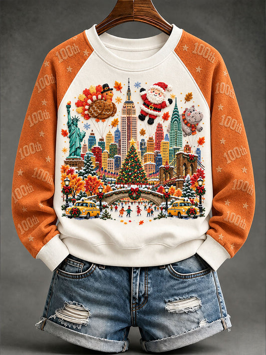 Women's Thanksgiving Parade Print Casual Sweatshirt