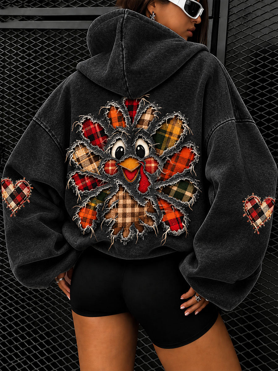 Women's Thanksgiving Turkey Print Hoodies