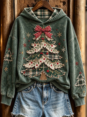 Women's Artistic Collage Christmas Tree Pattern Design Casual Hoodie