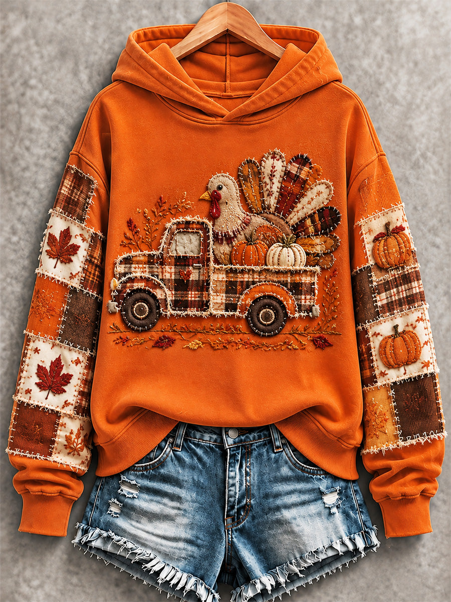 Women's Thanksgiving Turkey Print Hoodie