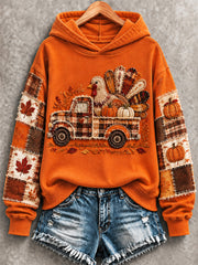Women's Thanksgiving Turkey Print Hoodie