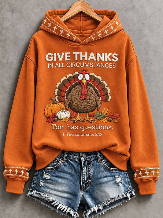 Women's 'Give Thanks In All Circumstances' Thanksgiving Day Faith Print Casual Sweatshirt