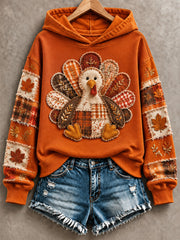 Women's Thanksgiving Turkey Print Hoodie