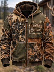 Men's Vintage Hunting Season Peinted Zip-Up Hoodie