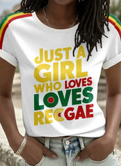 Women's Just A Girl Who Loves Reggae Print T-Shirt